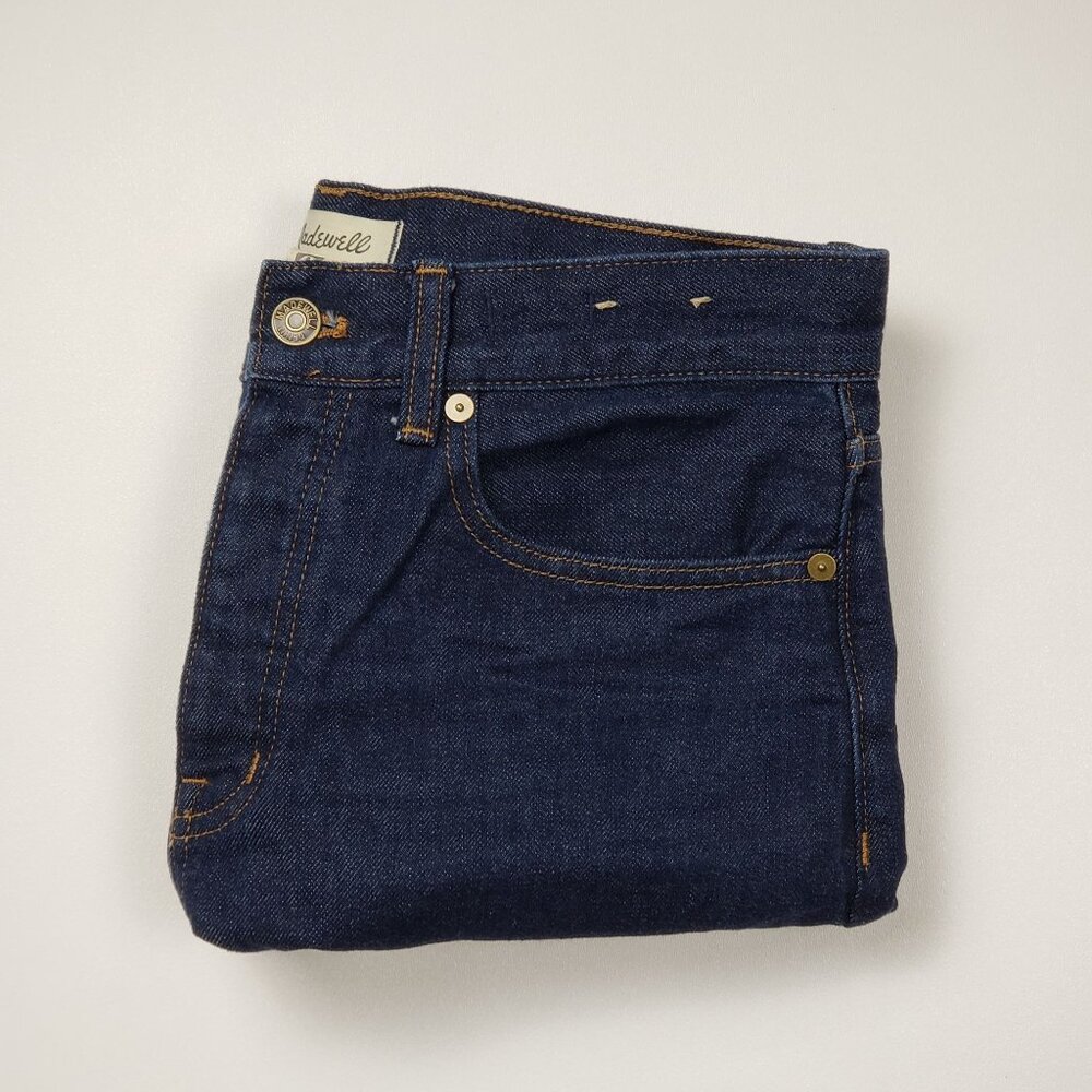 Madewell Low-Slung Baggy Jeans Rinse Wash With Raw Hem Women Size 26 Relaxed Fit - Picture 15 of 16